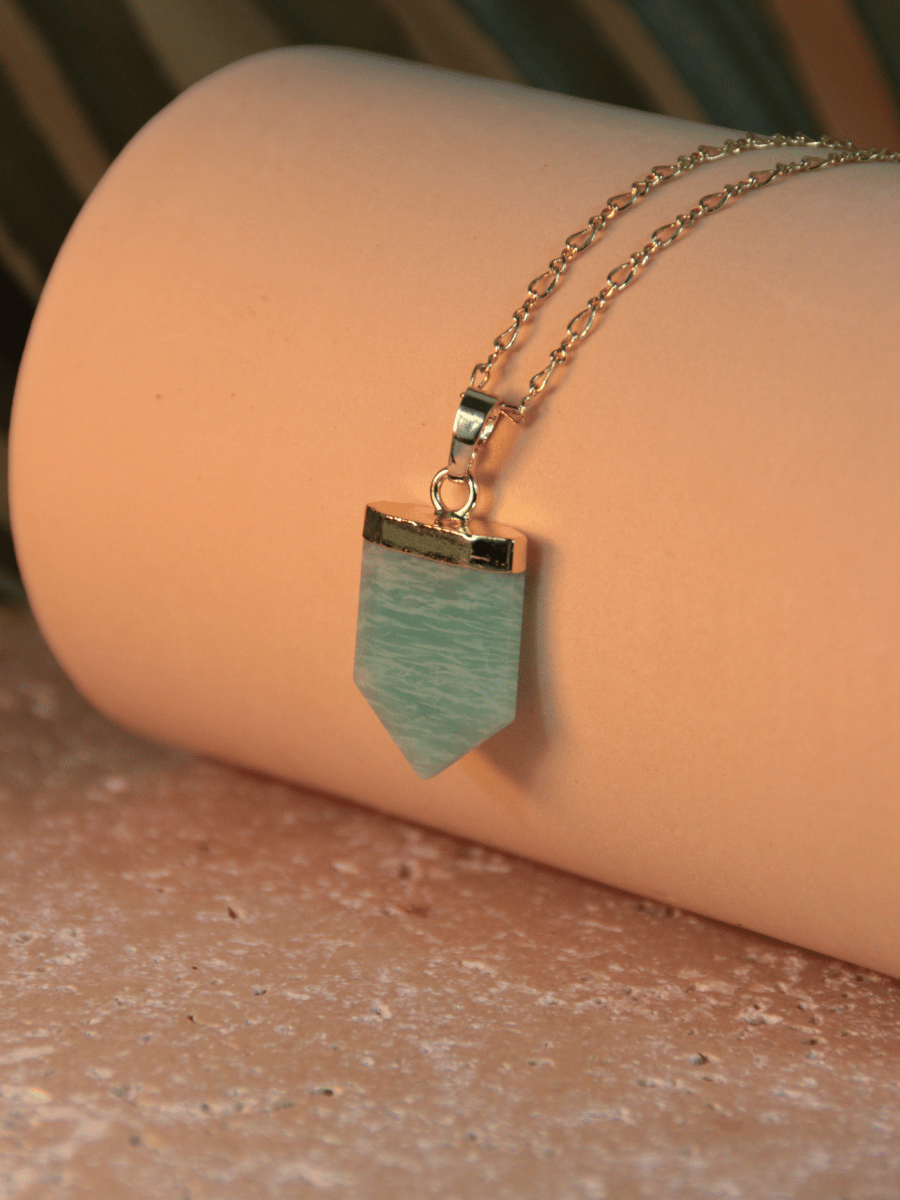 MATHILDA necklace - Natural stone shield pendant