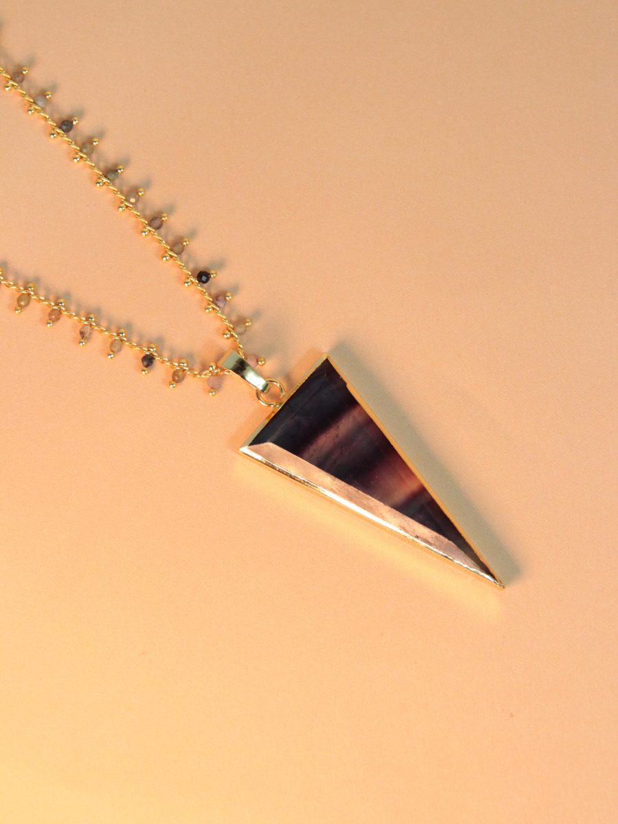 TESS necklace - Triangular natural stone pendant