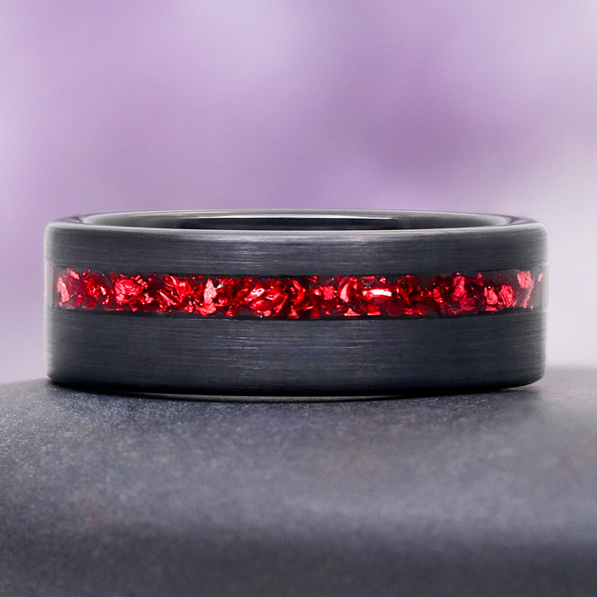 Crushed Ruby Mens Tungsten Ring (8mm)