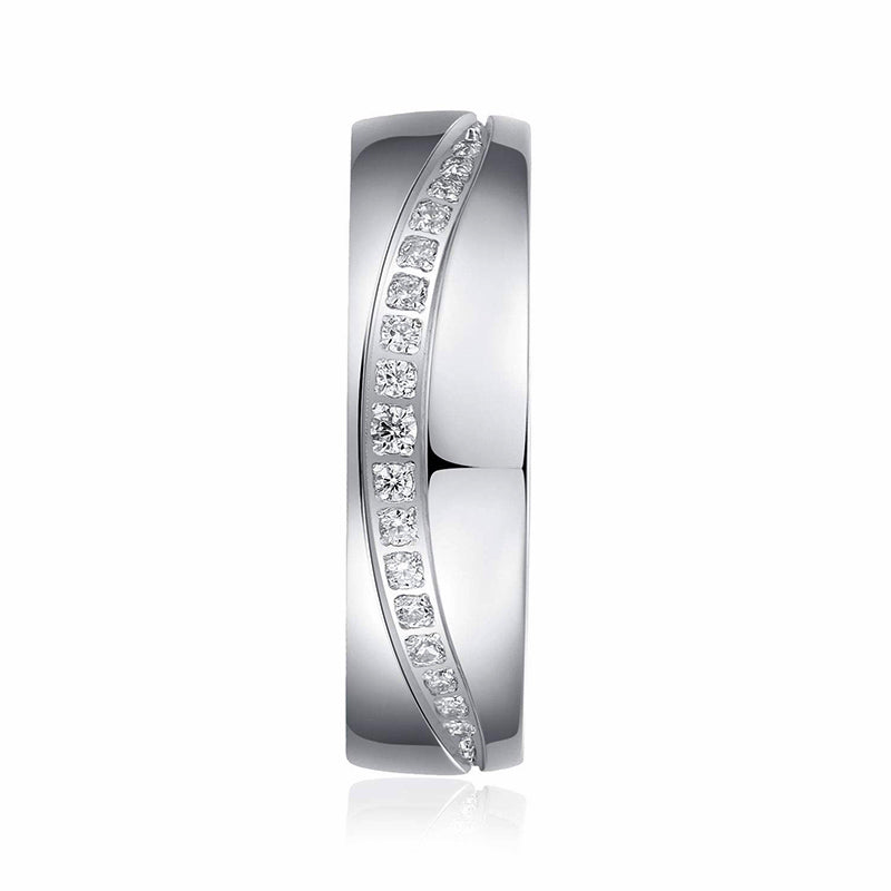 Curved Set Moissanite Eternity Channel Wedding Band Ring
