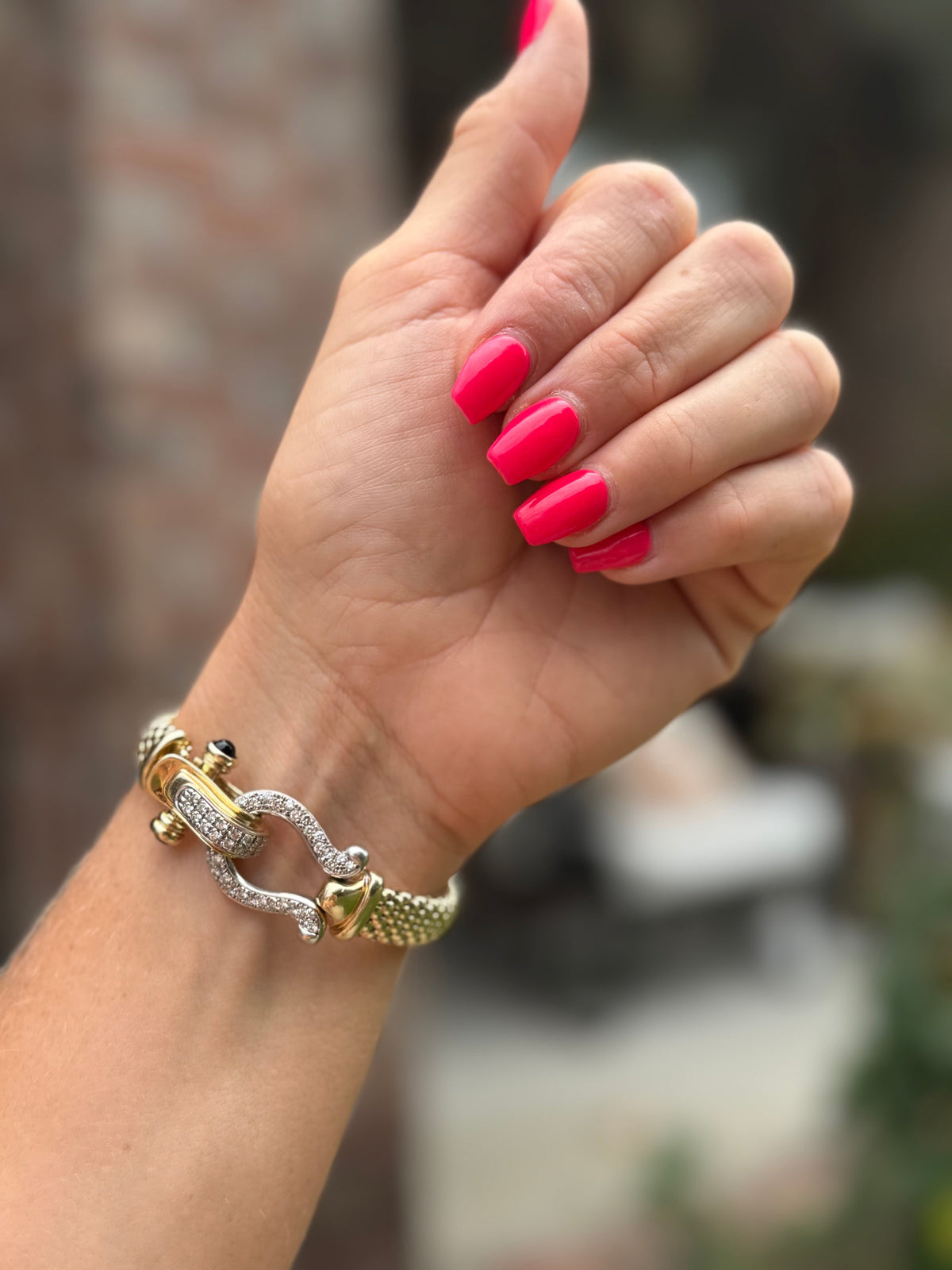Vintage 14k Yellow Gold & Diamond Fancy Clasp Bracelet