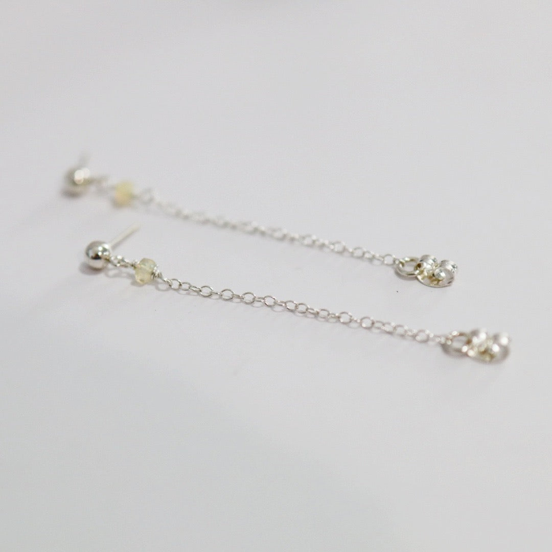 Gemstone Chain Drop Stud Earrings - Ethiopian Opal / Ready to Ship