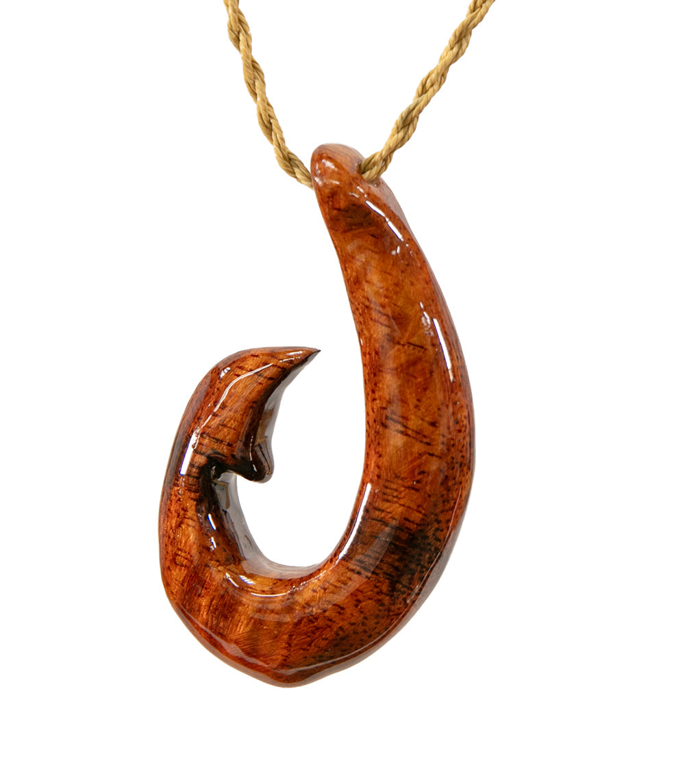 Curly Koa Ulua Hook Pendant