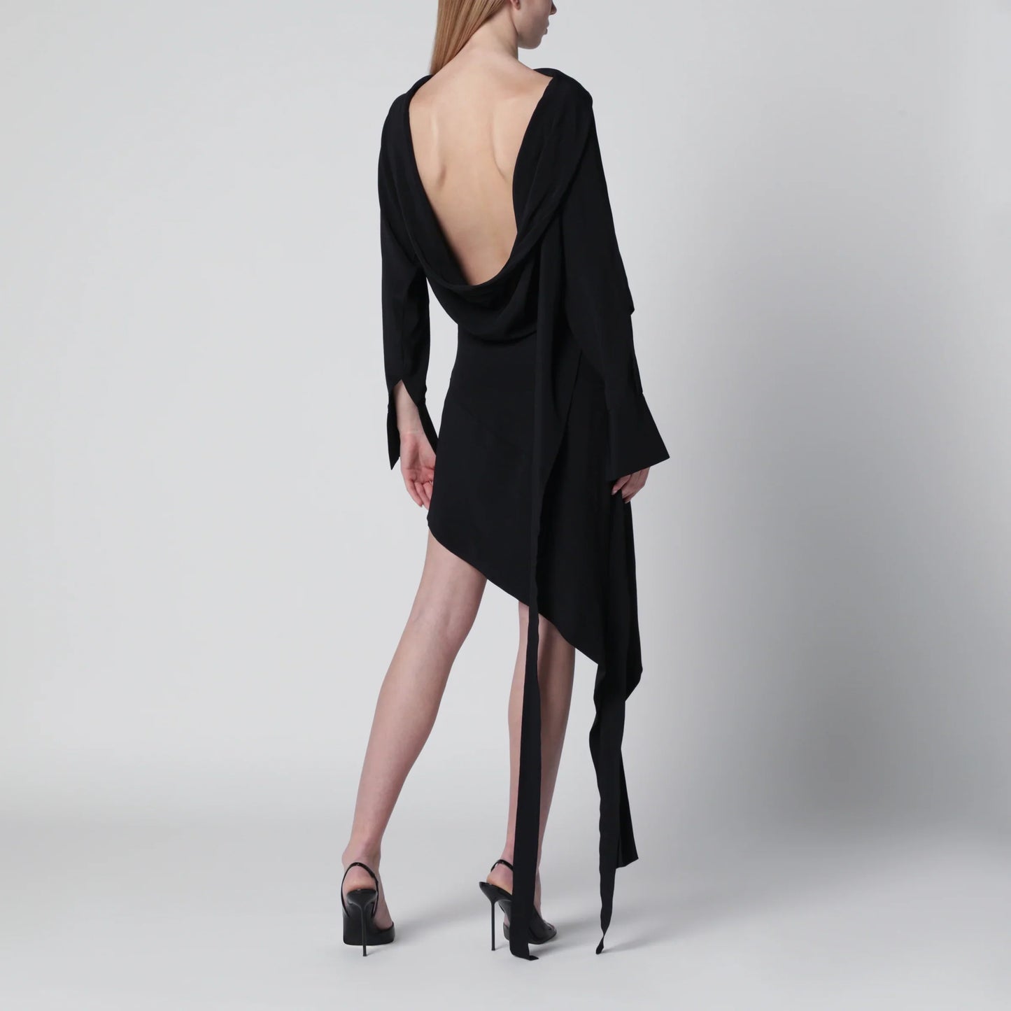 Francesco Murano - Black asymmetric silk-blend dress