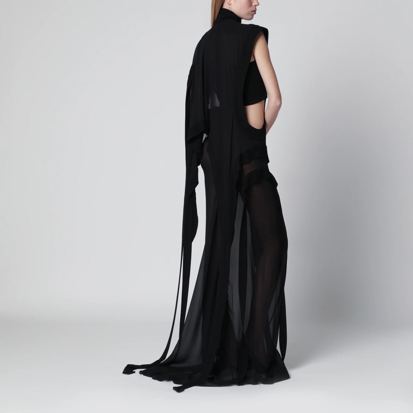 Francesco Murano - Long black one-shoulder silk dress