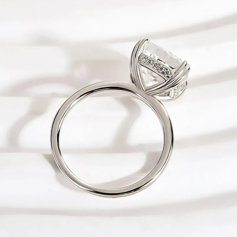 Gorgeous Cushion Cut 4.0ct Hidden Halo Engagement Ring In Sterling Silver