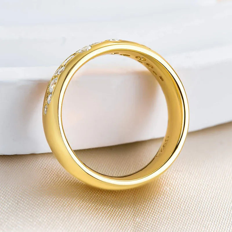 Artful 925 Sterling Silver Round Cut Wedding Ring