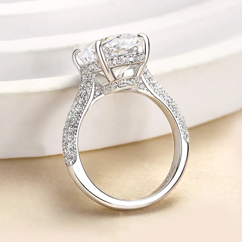 Intricate Pave Oval Cut 4.0ct Engagement Ring In Sterling Silver