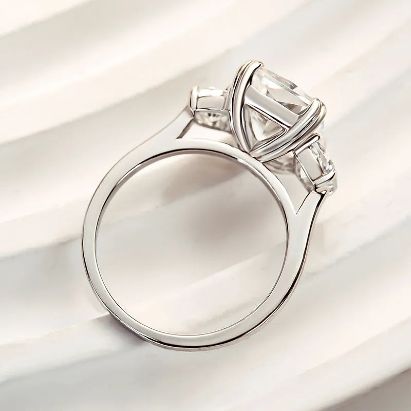 Lavish Radiant Cut 5.0ct Three Stone Engagement Ring In Sterling Silver