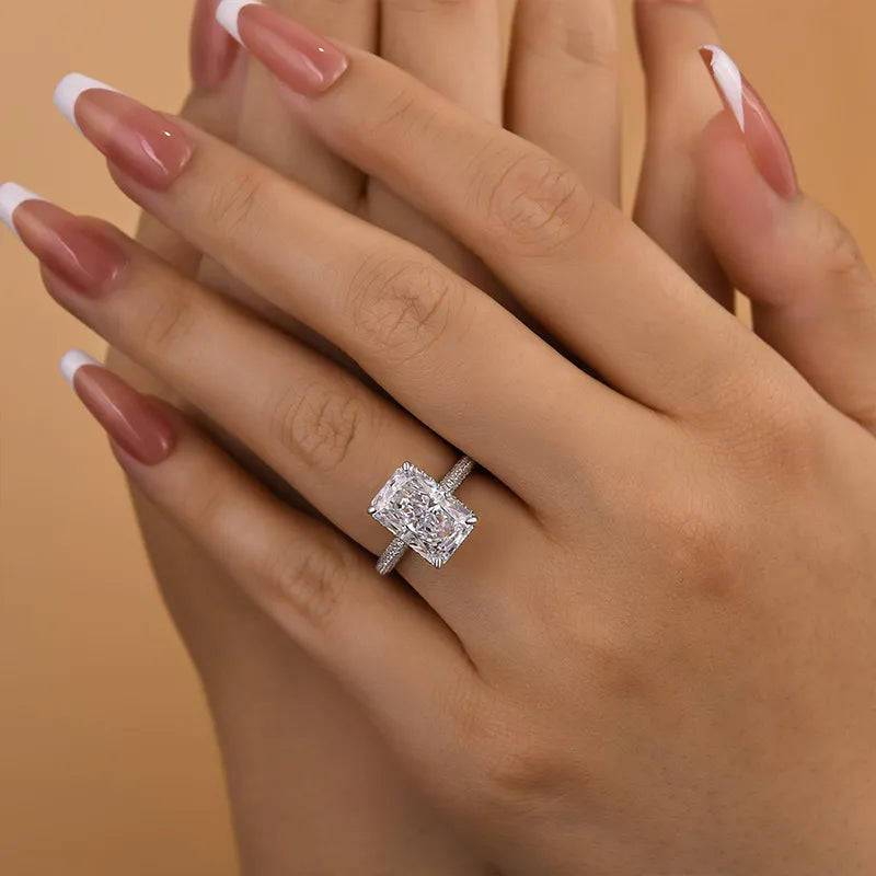 Sparkling 5.0ct Radiant Cut 925 Sterling Silver Engagement Ring