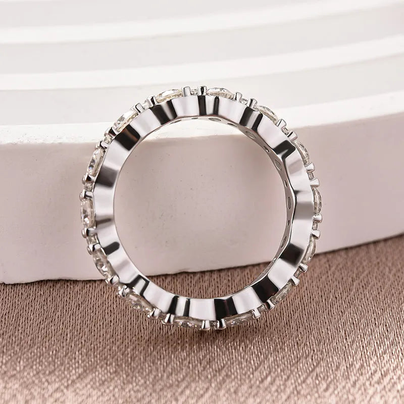 Exquisite 925 Sterling Silver Round Cut Wedding Ring