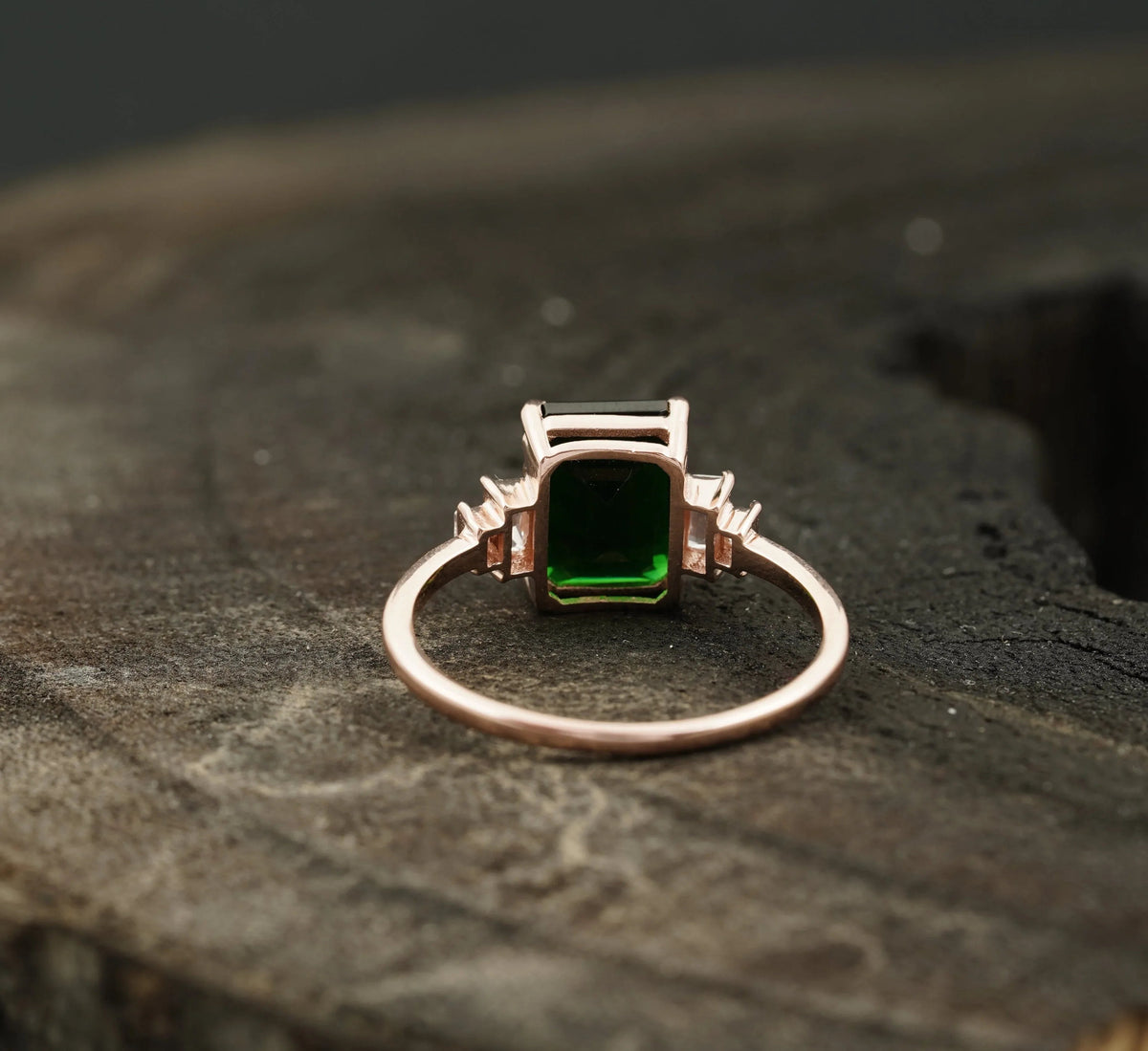 Green Emerald Gemstone Engagement Ring