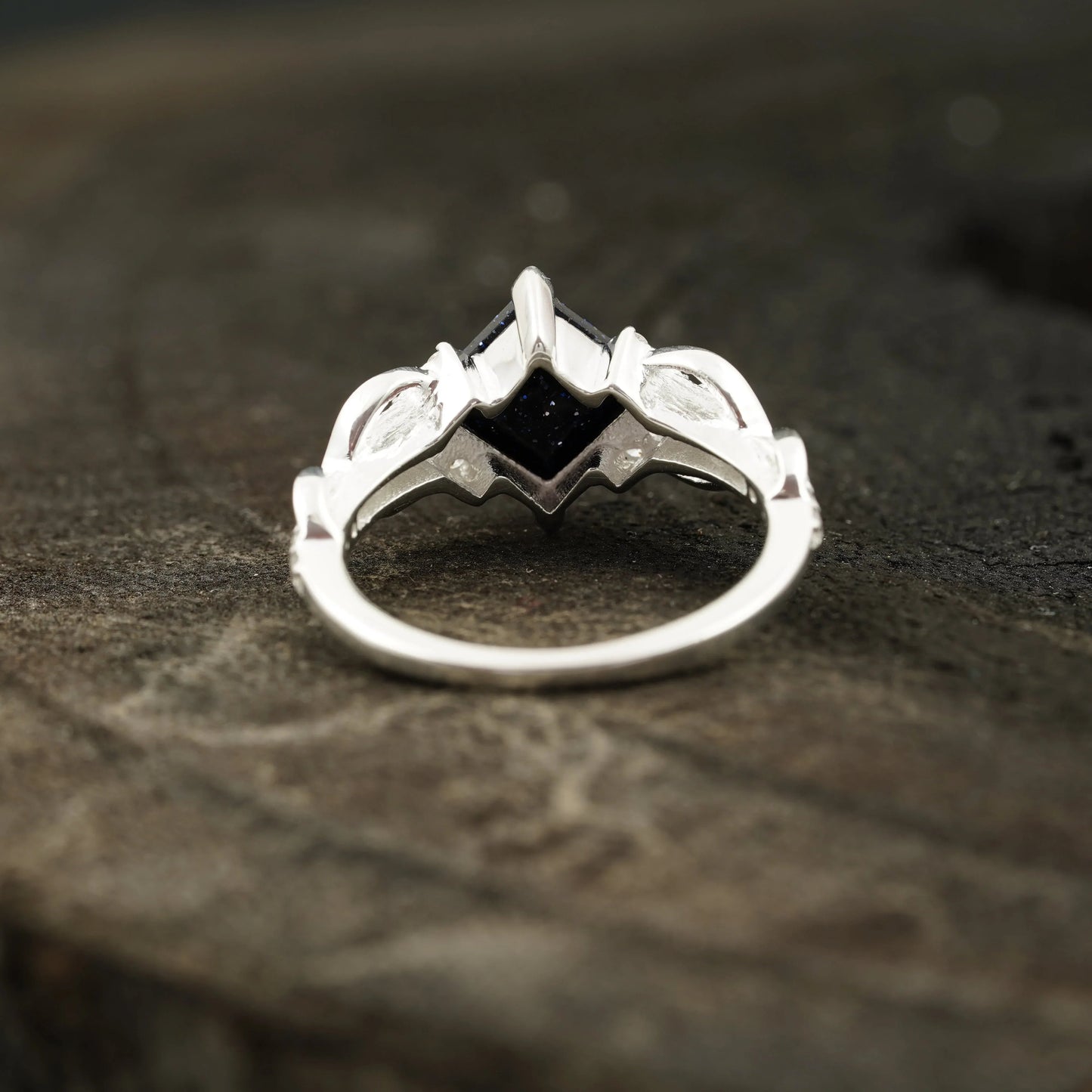 Princess Cut Blue Sandstone Engagement Ring