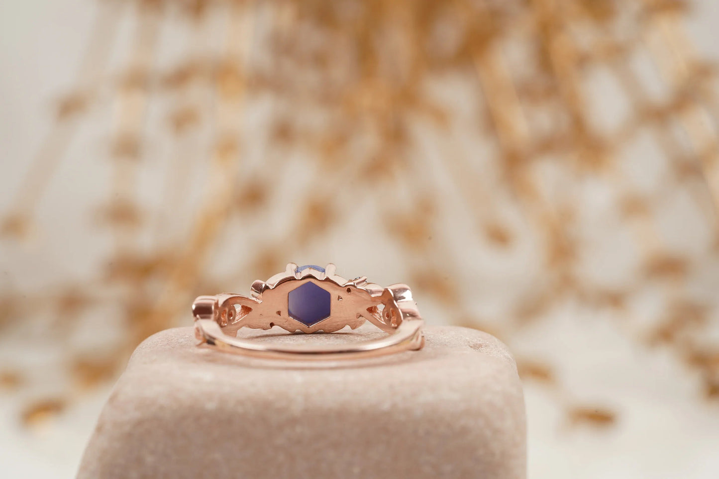 Vintage Star Sapphire Branch Leaf Engagement Ring
