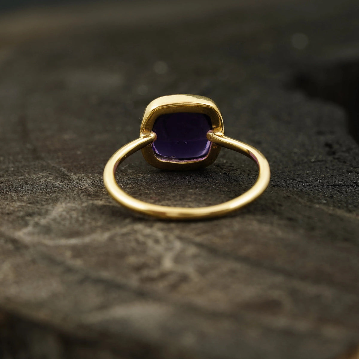 Cabochon Amethyst Engagement Ring