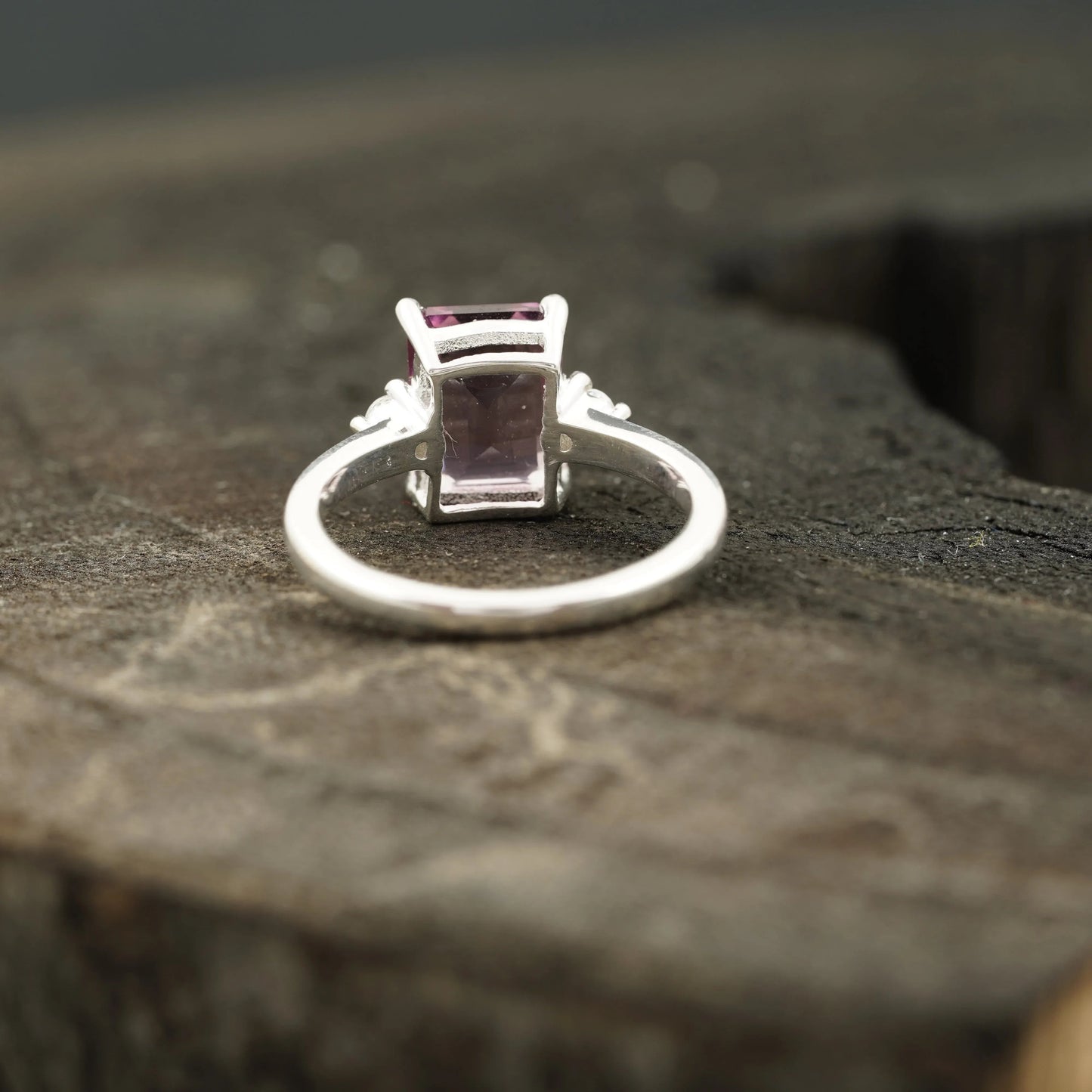 Emerald Cut Pink Tourmaline Ring