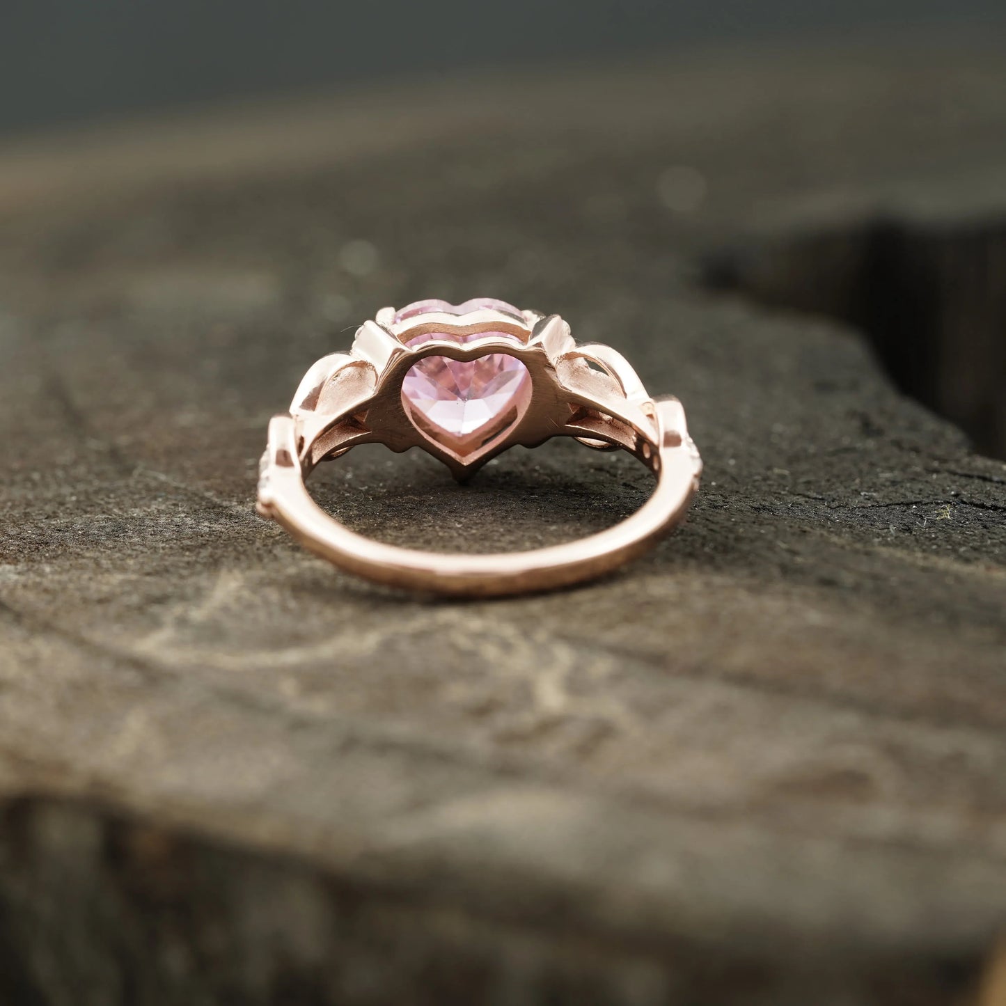 Heart Shaped Pink Sapphire Twisted Engagement Ring