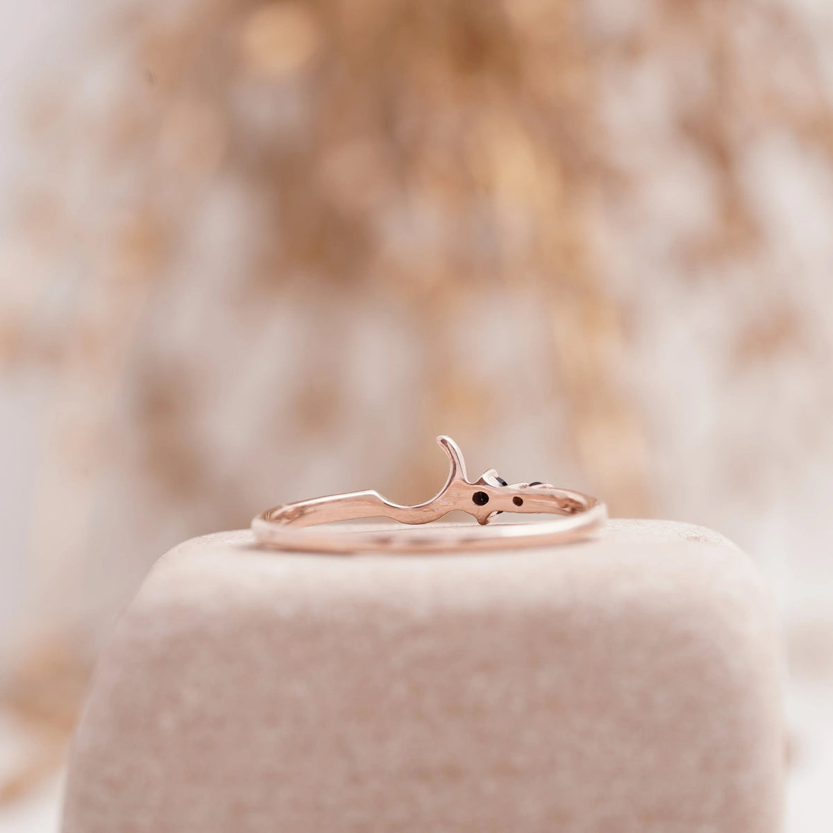 Black Onyx Moon Stackable Engagement Ring