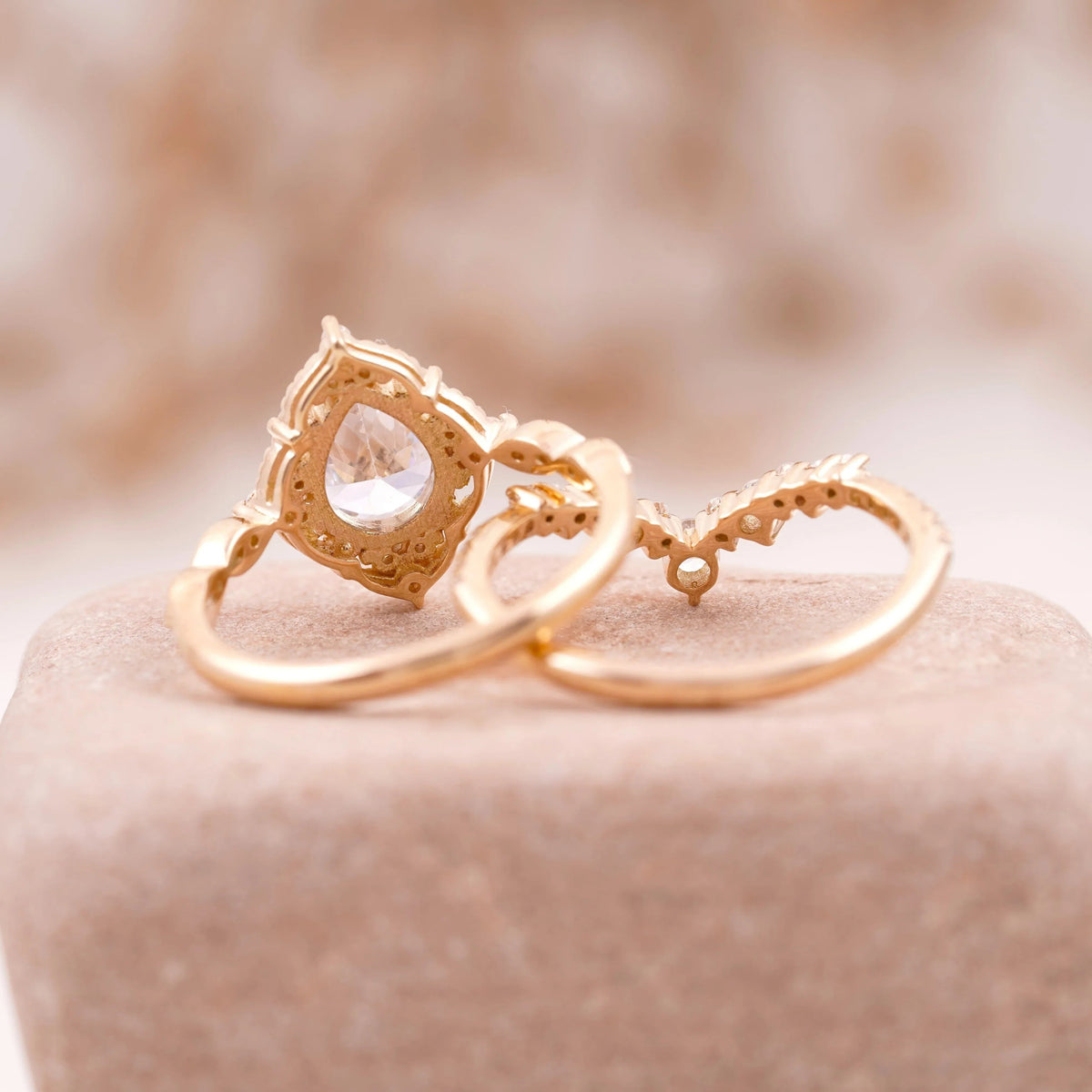 Pear Moissanite Bridal Engagement Ring