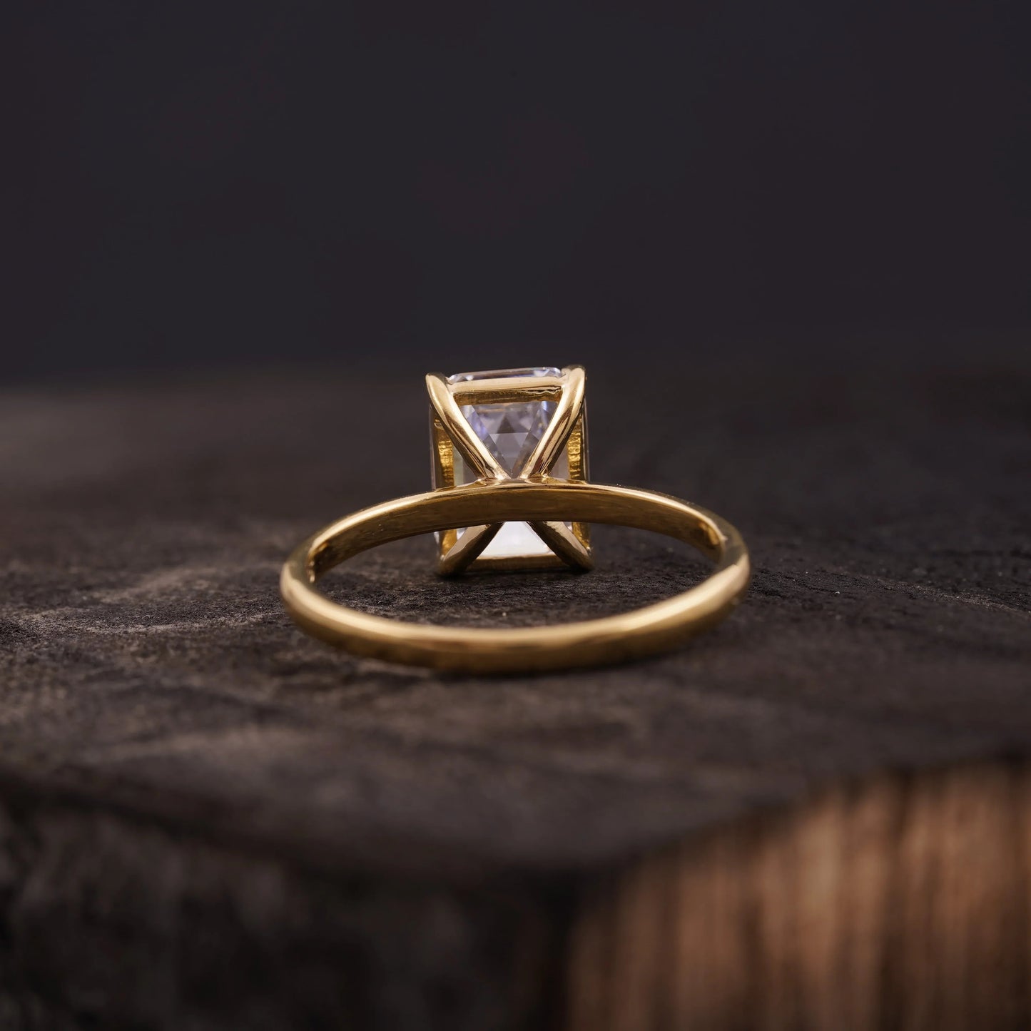 Emerald Cut Moissanite Diamond Solitaire Engagement