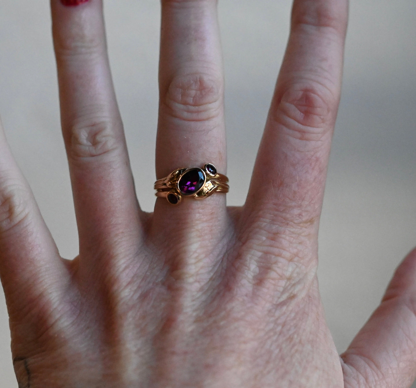 14k Double Band Golden Leaves Customizable Ring Setting - Made To Order