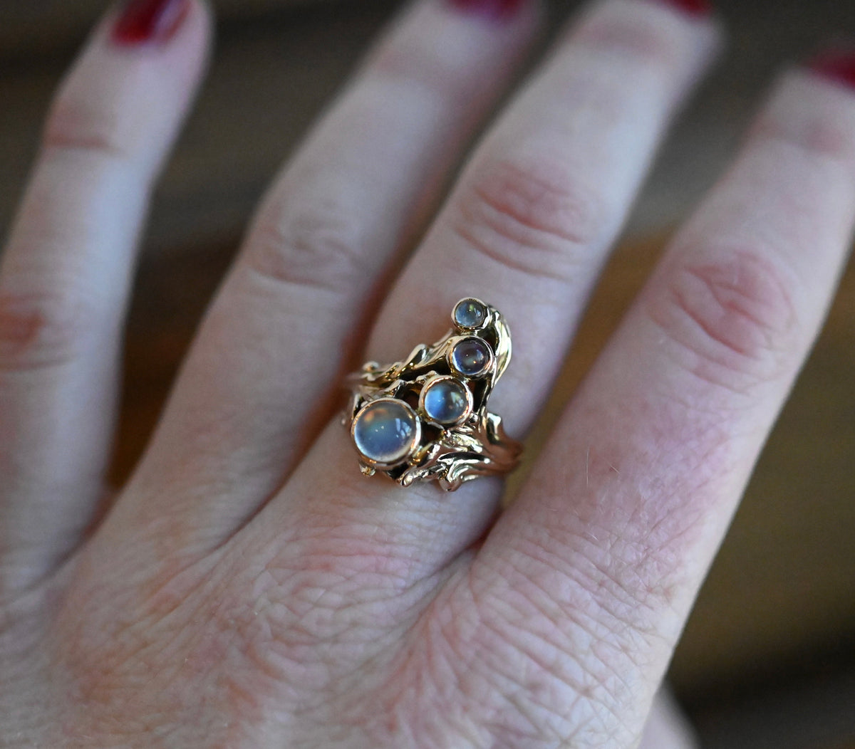 14k Gold Freeform 4 Stone Ring Setting - Made To Order