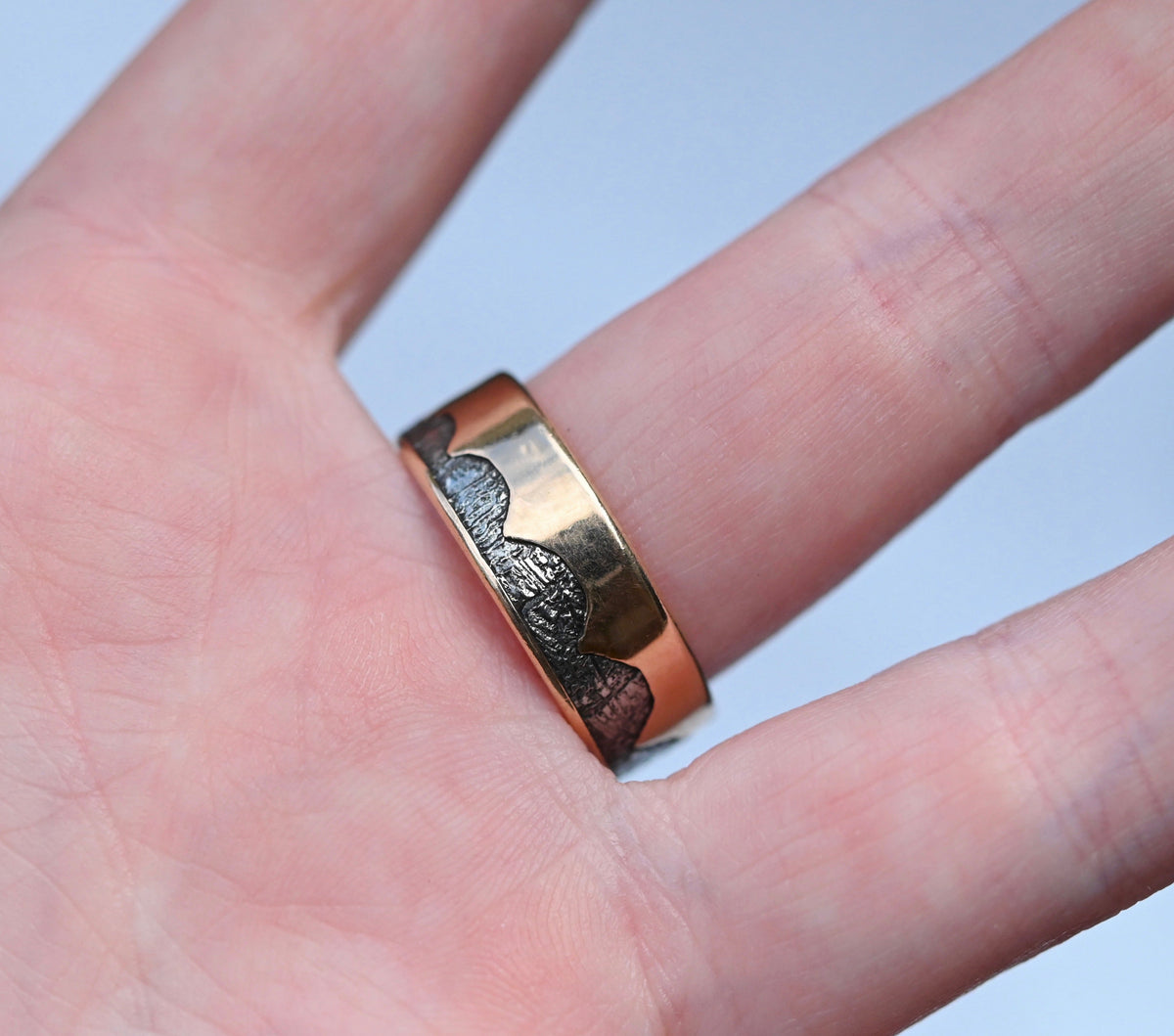 Meteorite & 14k Gold Wave Ring - Made To Order