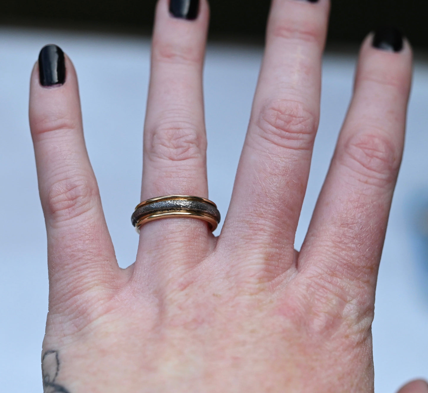 Meteorite & 14k Gold Halo Ring - Made To Order