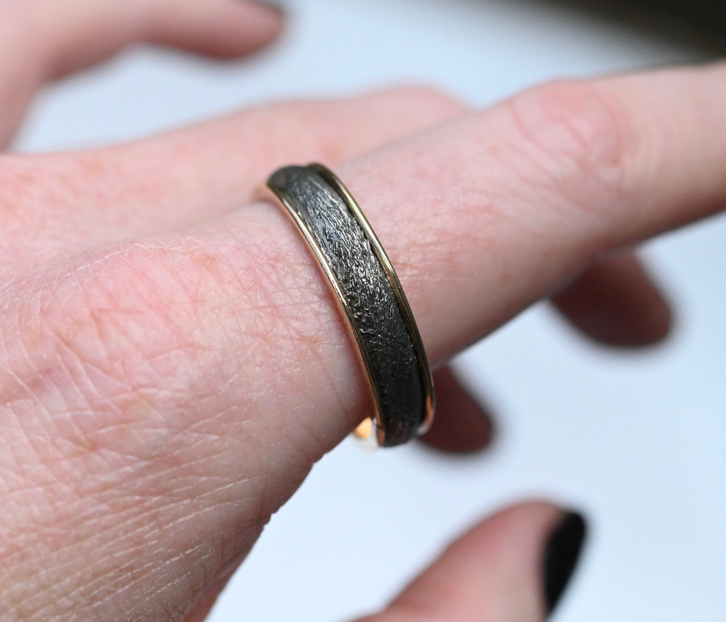Meteorite & 14k Gold Large Halo Ring - Made To Order