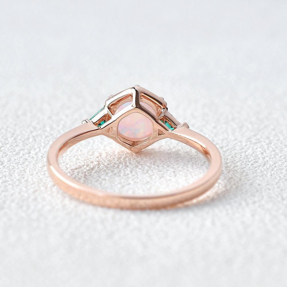 Moonlit Garden | Classic Opal & Emerald Engagement Ring