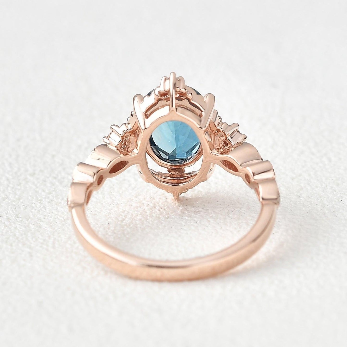 Aurelia’s Luminara | 1.5CT Oval London Blue Topaz & Diamond Art Deco Ring