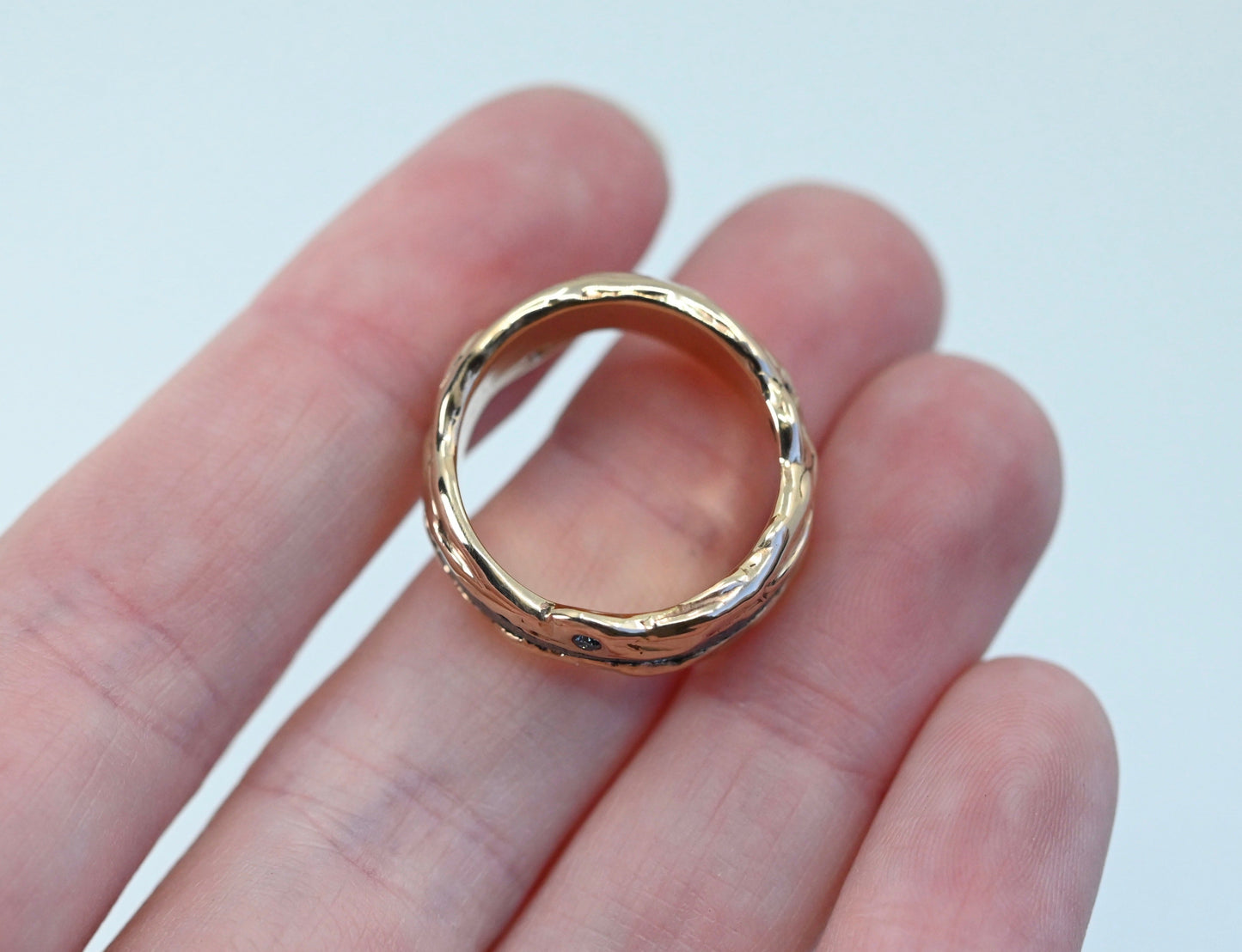 Meteorite & 14k Gold Freeform Ring - Made To Order