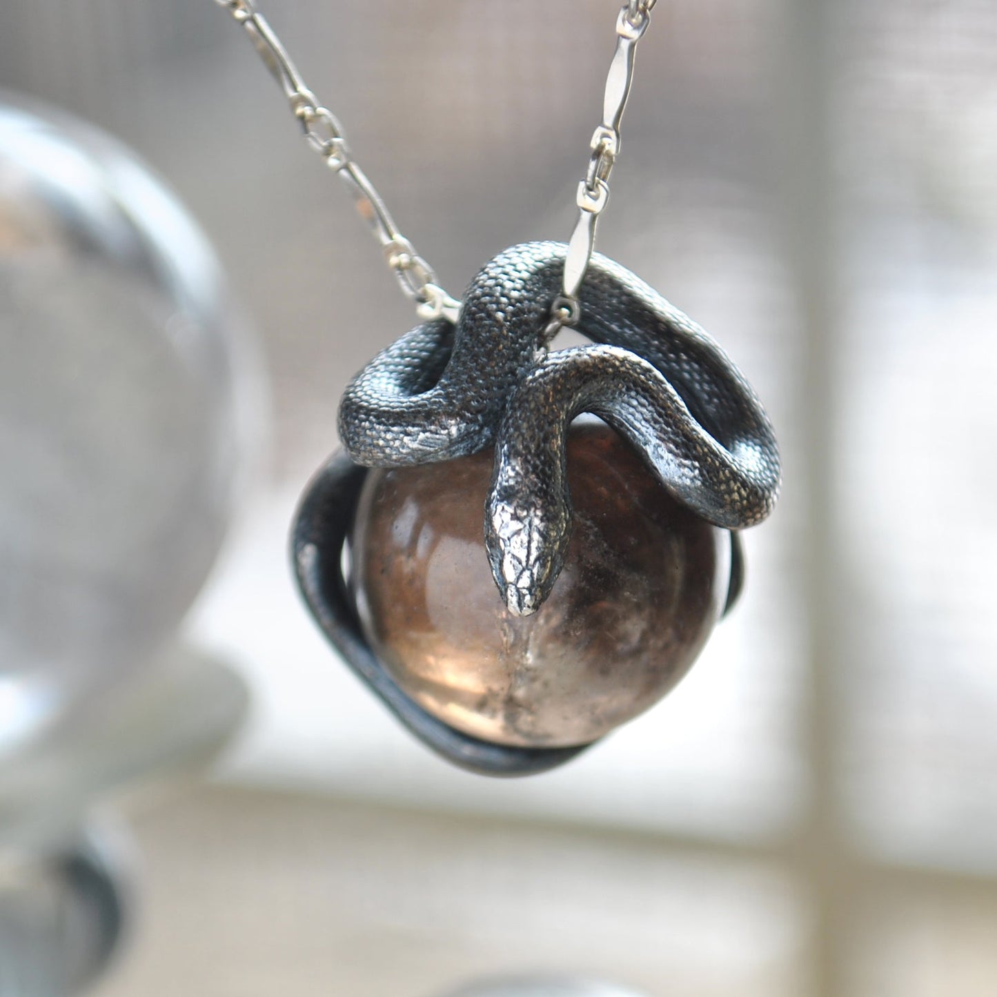 Snake Guardian - Smoky Quartz with Strong Shimmer
