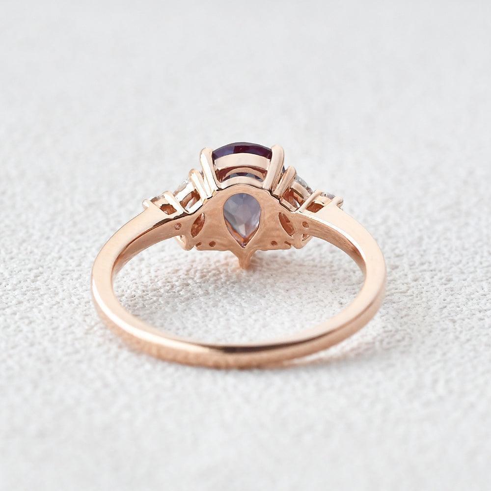 Celia’s Mirage | Classic Pear Lab Alexandrite Engagement Ring