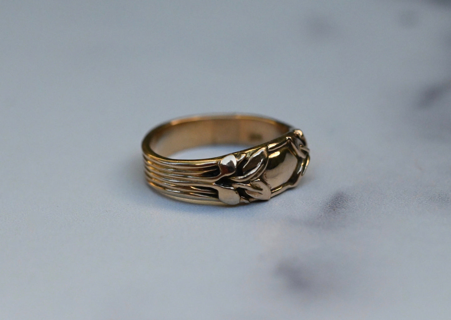 Small Banner 14k Gold Ring Band - Made To Order