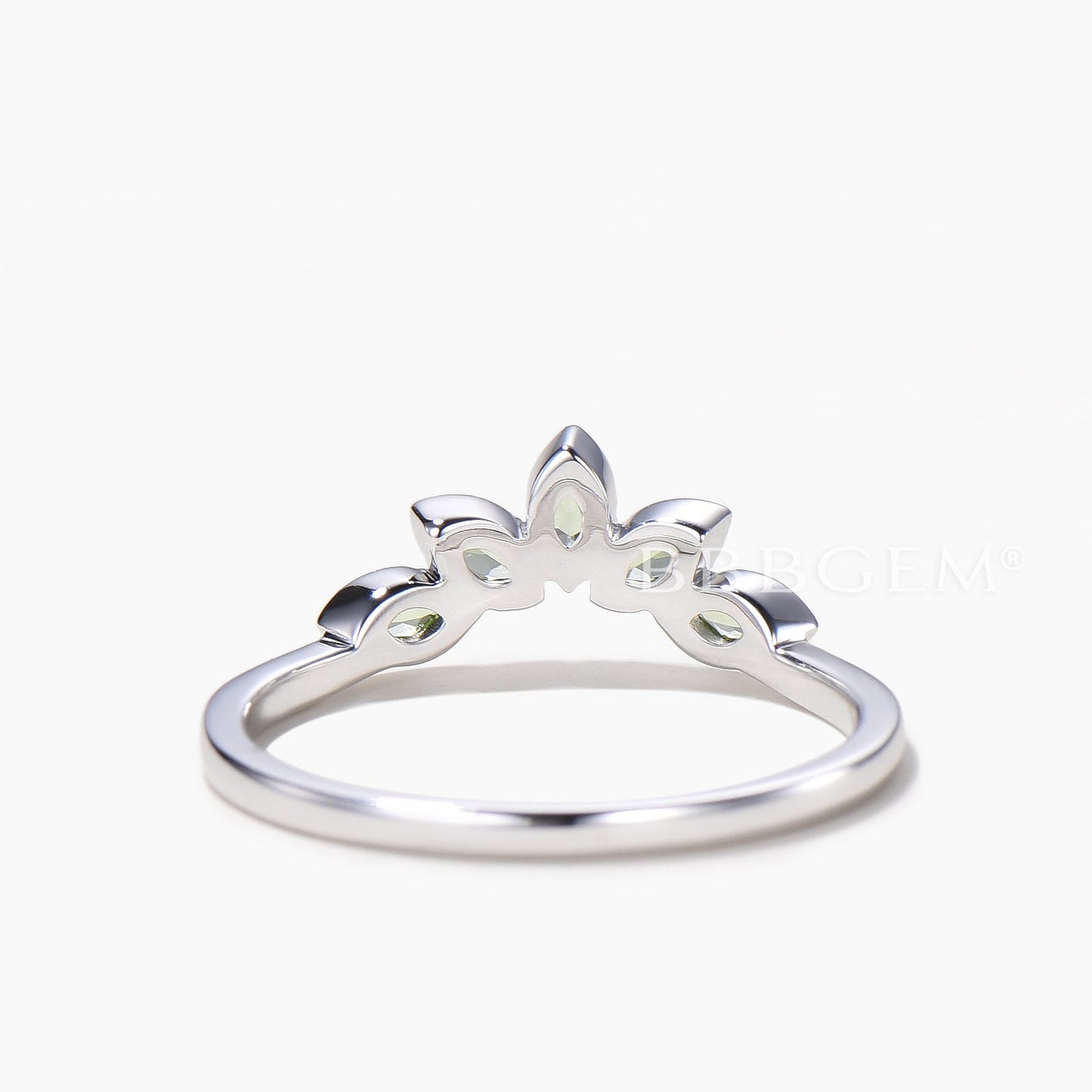 Marquise Cut Natural Peridot Matching Band 5 Stone Bezel Settings Wedding Band