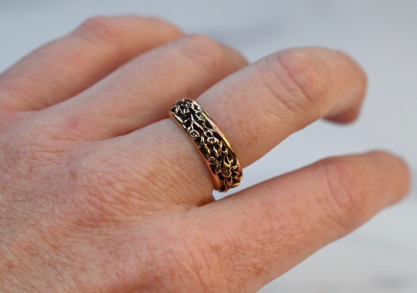 Floral 14k Gold Ring Band- Made To Order