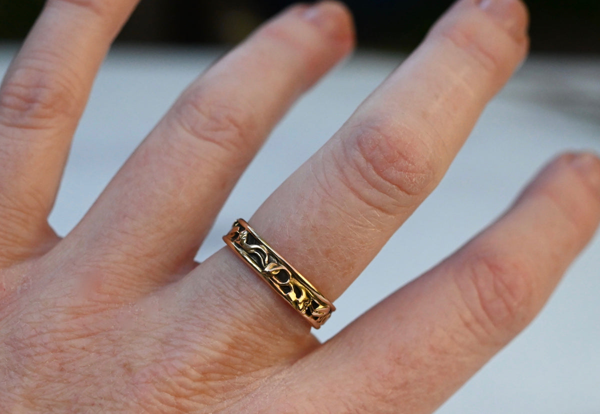 14k Gold Vine Ring Band- Made To Order