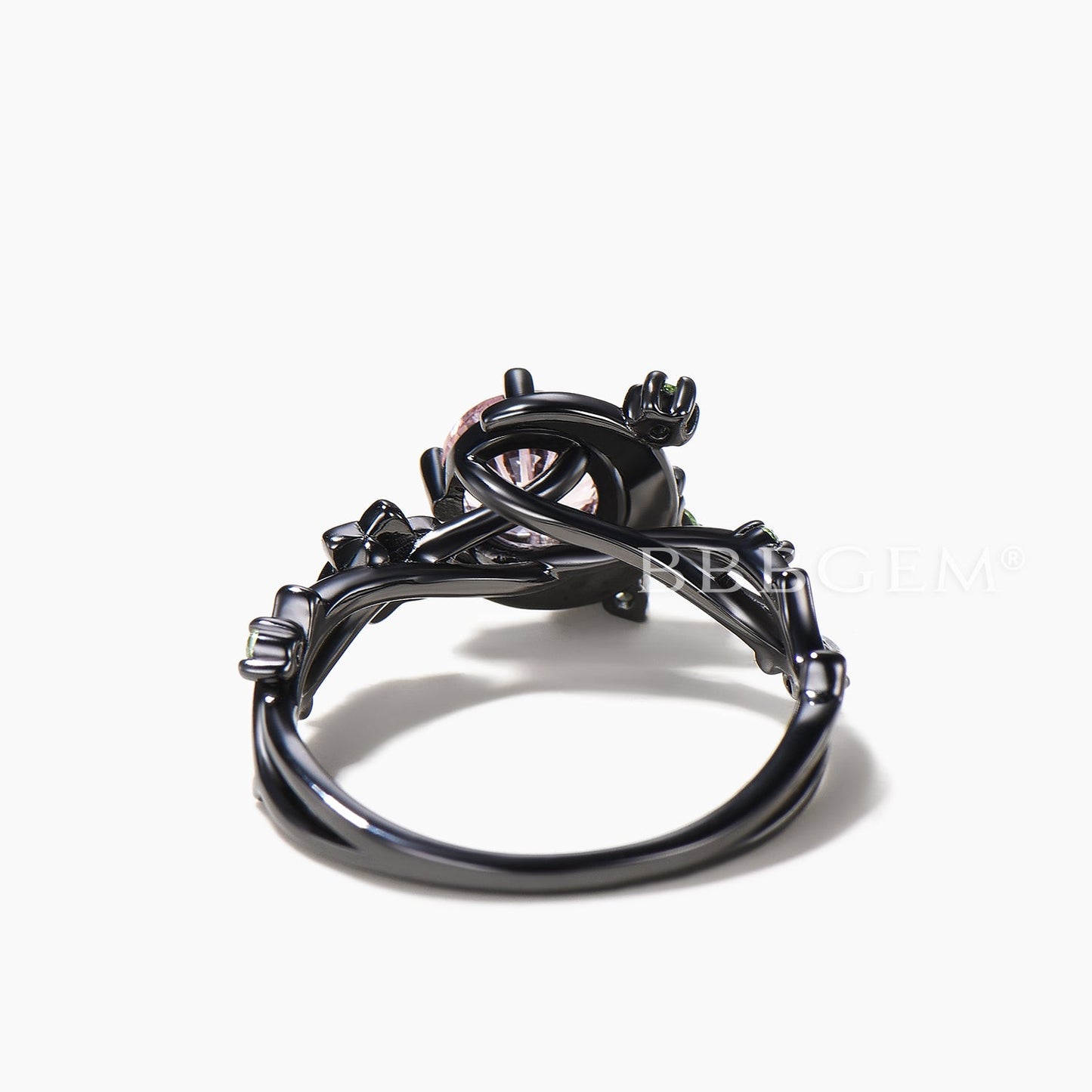 Firework Cut Padparadscha Sapphire Moon Celestial Peridot Split Shank Ring