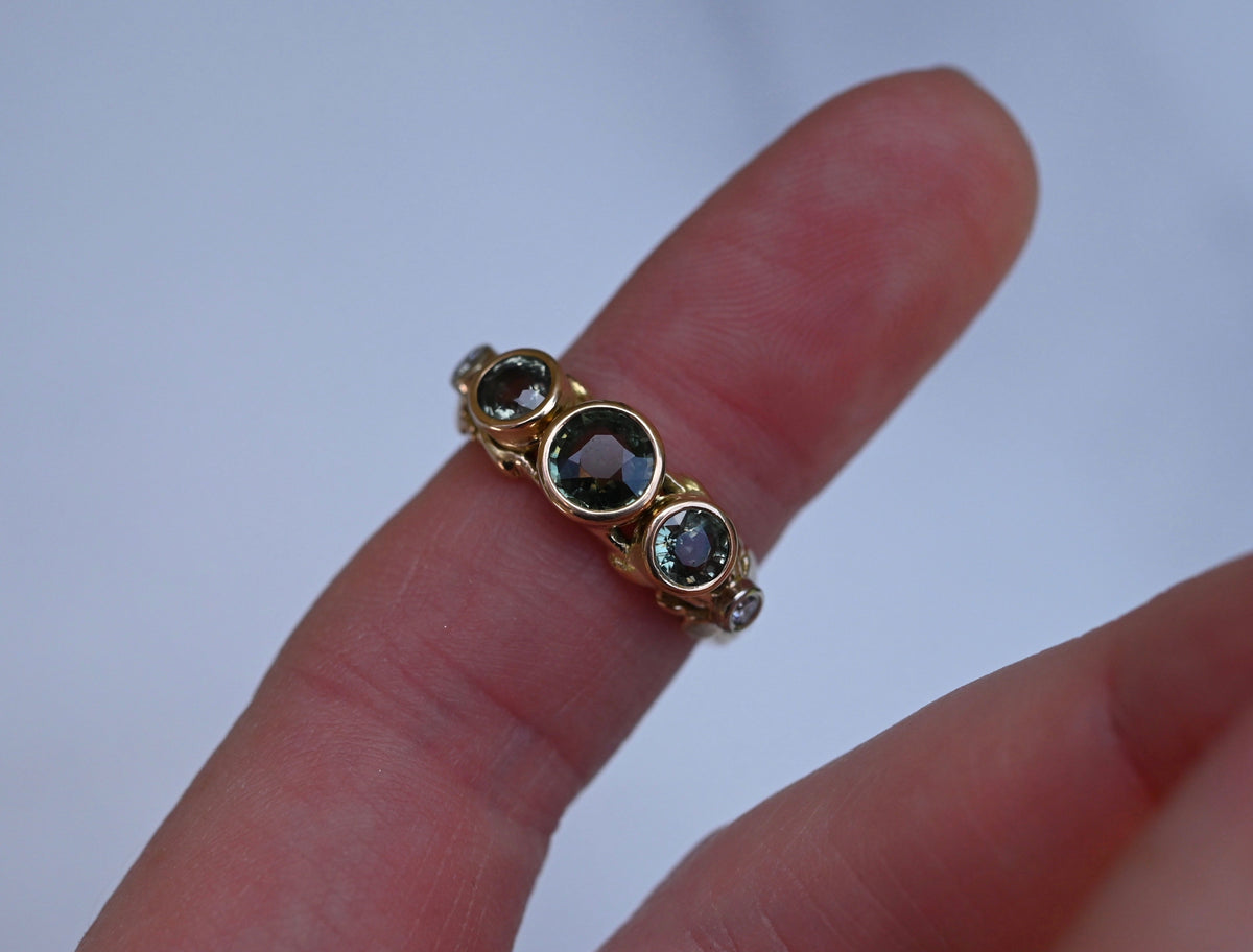 Sapphire & Diamond 14k Gold Customizable Ring Setting - Made To Order