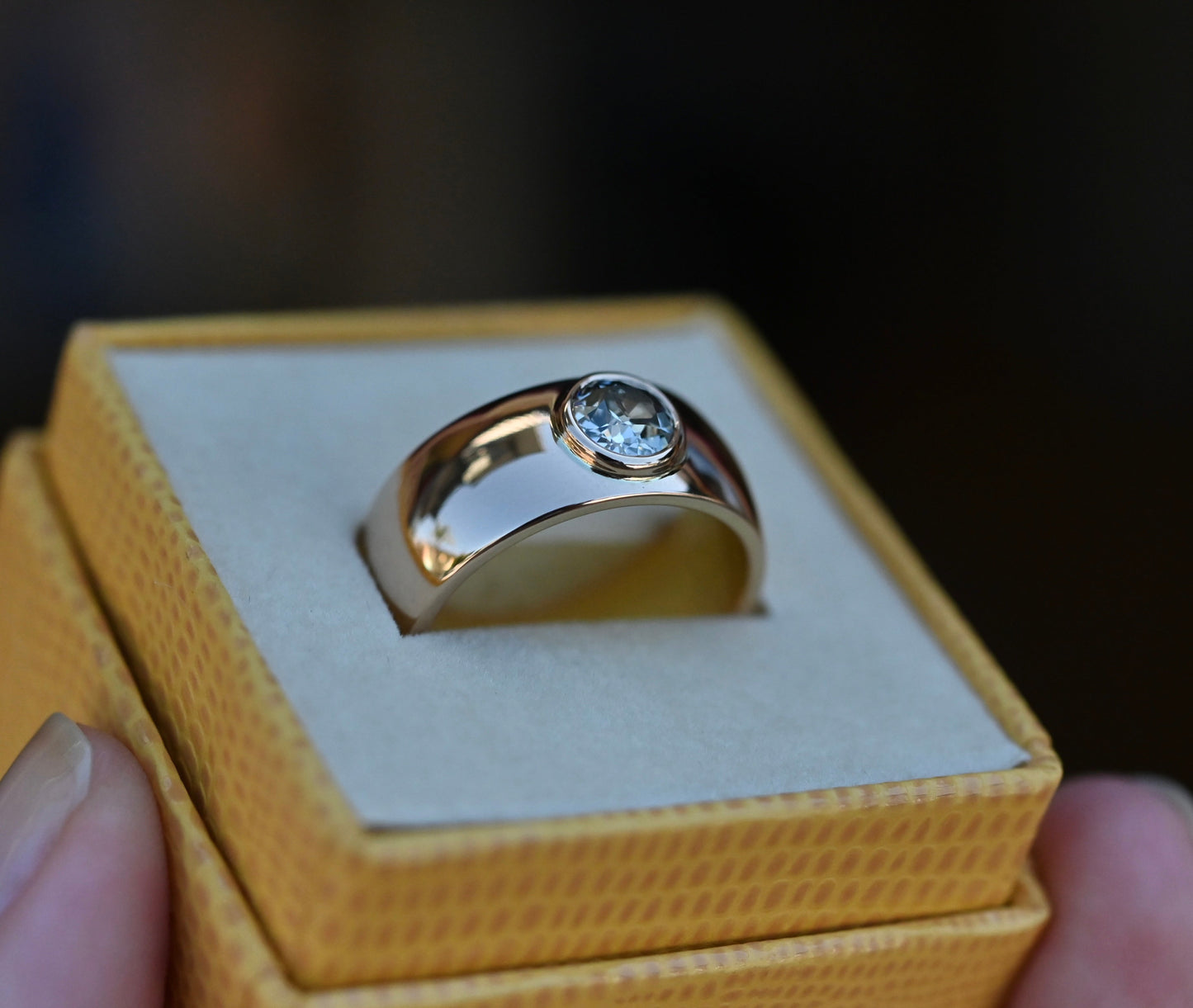 14k Gold Heavy OMC Diamond Cigar Band Ring - Ready to Ship - size 7.25