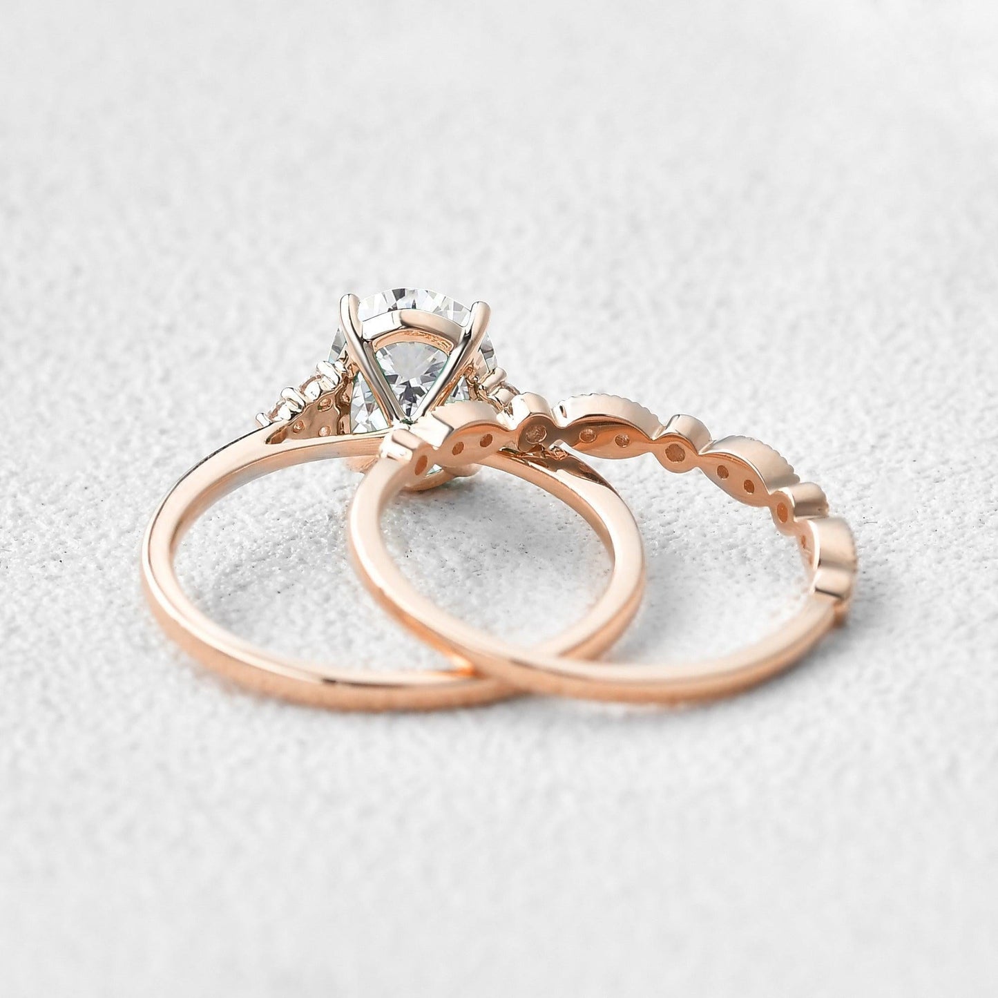 Victoria’s Glory | 2CT Vintage Oval Cut Diamond Cluster Bridal Set 2pcs