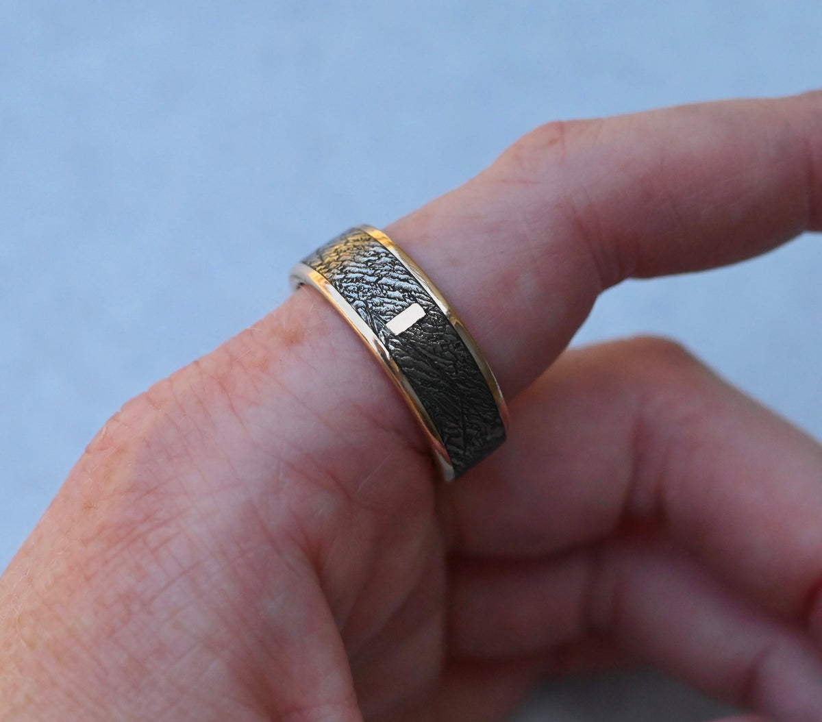 Meteorite & 14k Gold Bar Ring - Made To Order