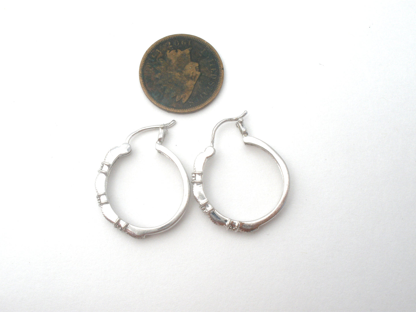 Diamond Hoop Earrings Sterling Silver