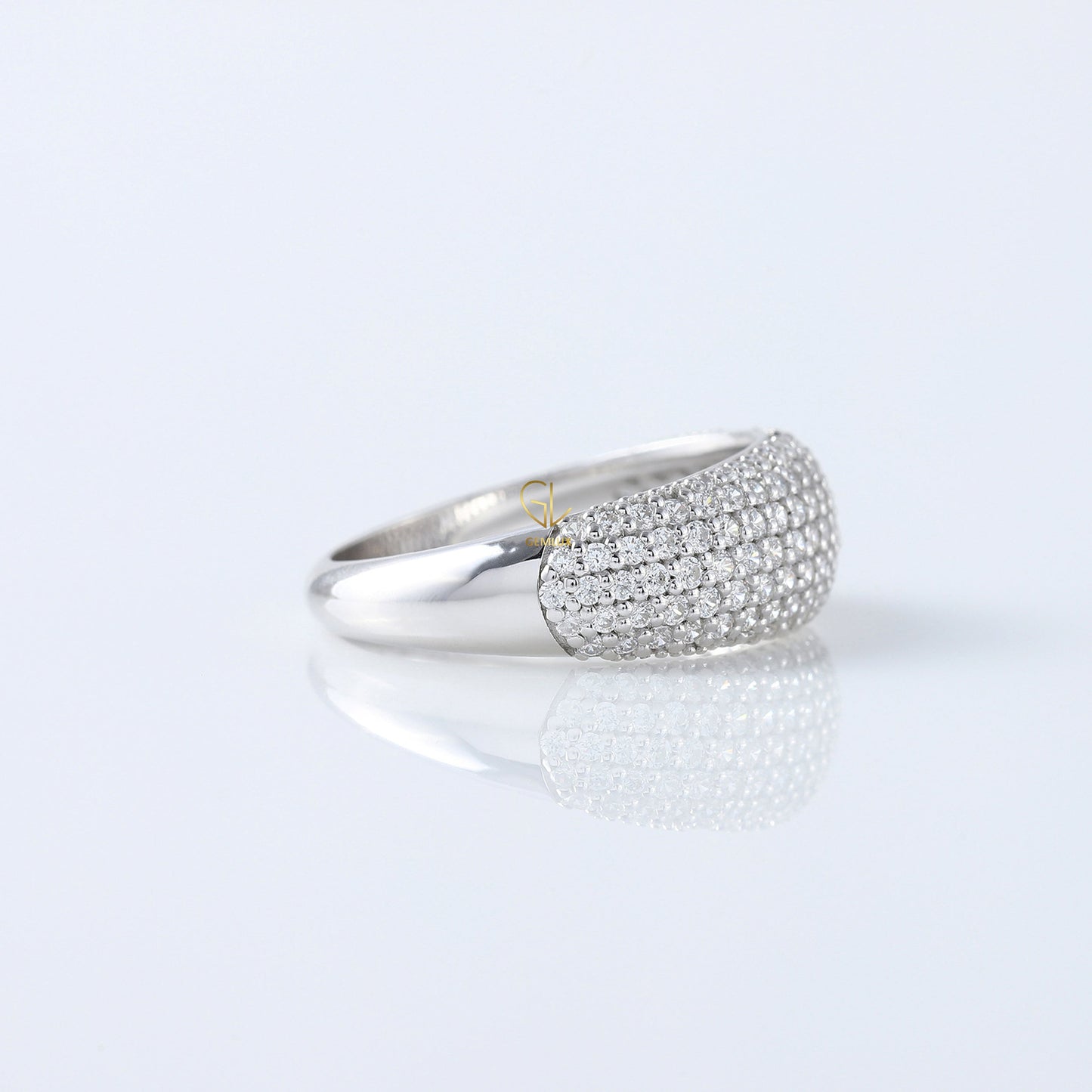 Dome Style Pave Set Lab Grown Diamond Chunky Ring