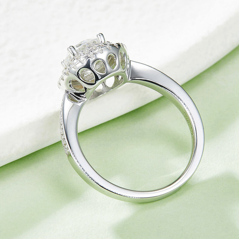 Double Halo Moissanite Pave Engagement Ring