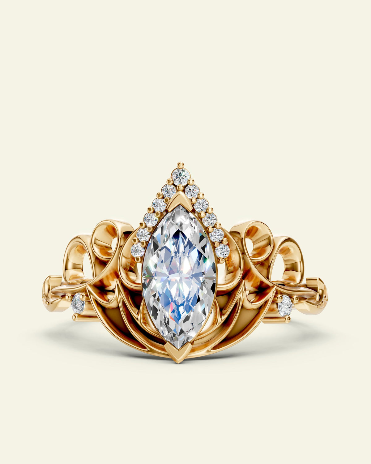 Draco | custom engagement ring setting, 10x5 mm marquise cut