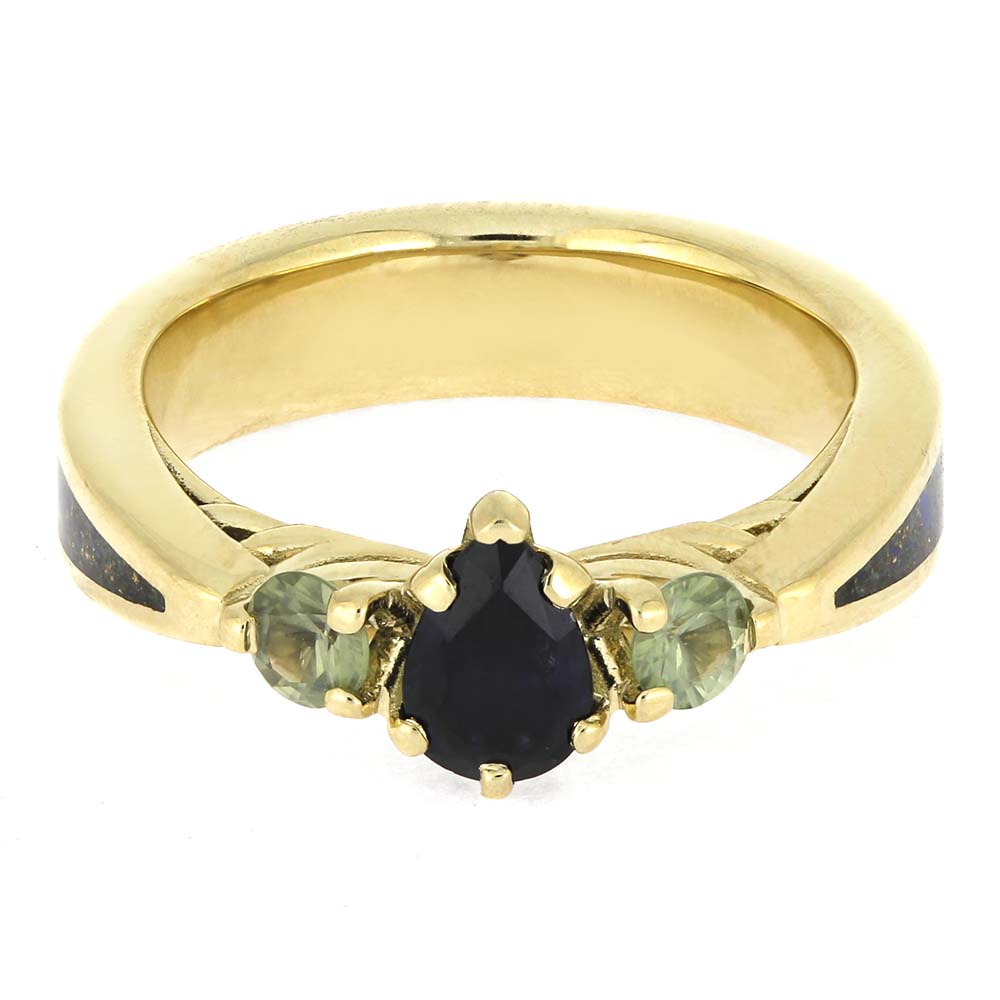 Sapphire Engagement Ring with Desert Mosaic Turquoise Inlays