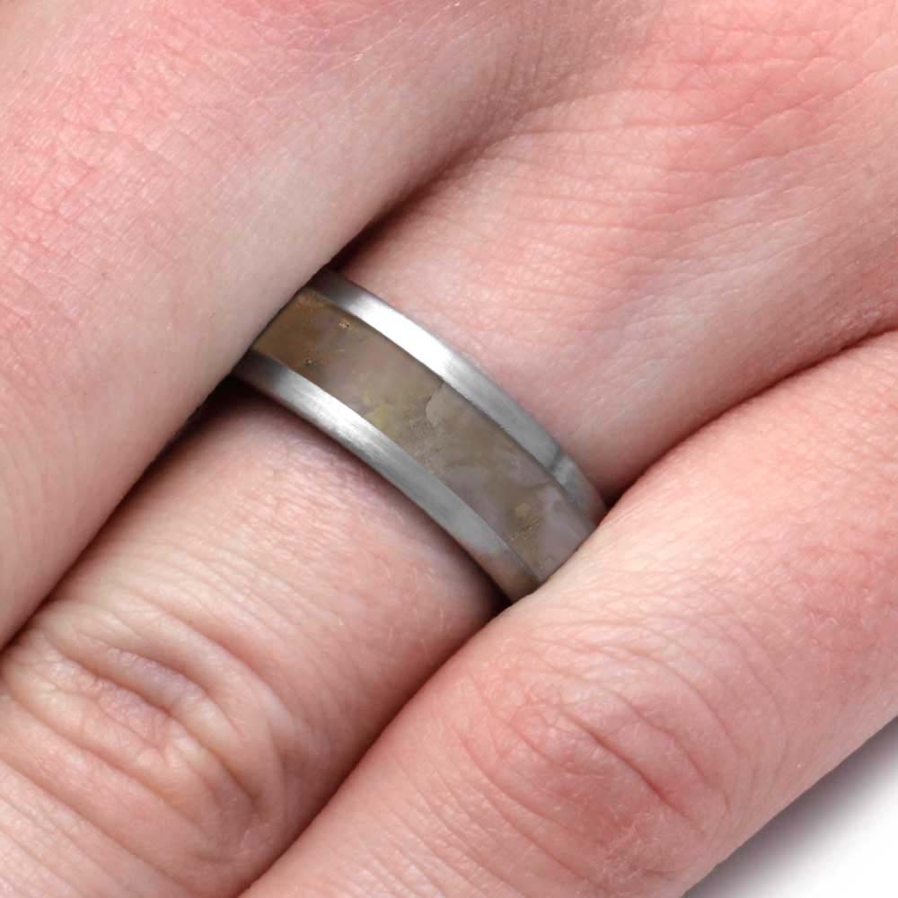 Coprolite Fossil Wedding Band in Titanium