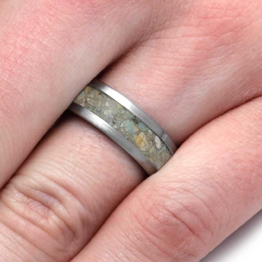 Opal & Ashes Memorial Ring with Ring Armor Waterproof Coating